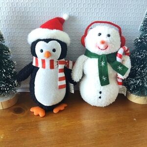 Set Of 2 Snowman Penguin  Plush Christmas 2024 NWT 7-8” Target T